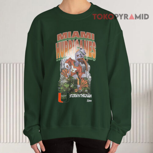 Vintage Ncaa Miami Hurricanes Storm'n Through Green Sweatshirt