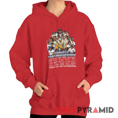 Vintage New York Yankees 120 Years Anniversary T shirt 1901 2021 Signature Hoodie
