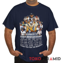Vintage New York Yankees 120 Years Anniversary T shirt 1901 2021 Signature Tee