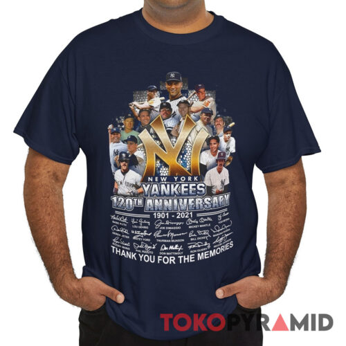 Vintage New York Yankees 120 Years Anniversary T shirt 1901 2021 Signature Tee
