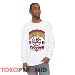 Vintage New York Yankees 1996 Henry Aaron Tee World Series Champions Mlb Baseball White Long sleeved