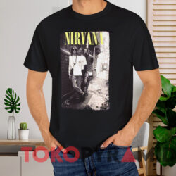 Vintage Nirvana On The Wall Pose T shirt Black T shirt