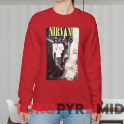Vintage Nirvana On The Wall Pose T shirt Red Sweatshirt