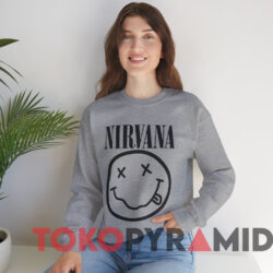 Vintage Nirvana Smiley Face T-shirt 2 Vintage Nirvana Smiley Face T shirt Grey Sweatshirt