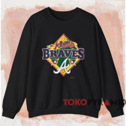 Vintage Nutmeg Mills Atlanta Braves Shirt Black Sweatshirt
