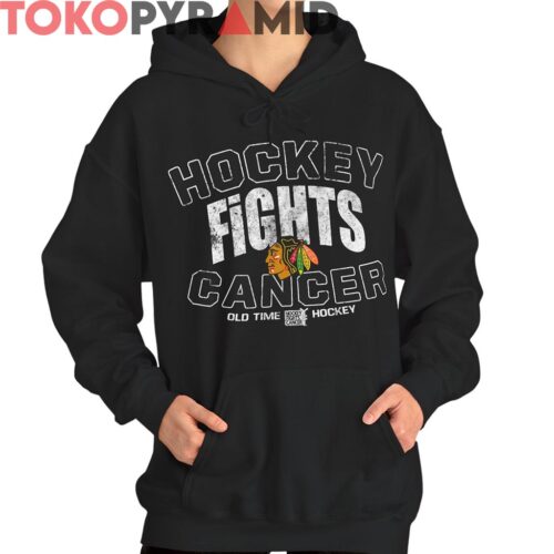 Vintage Old Time Hockey Chicago Blackhawks Hockey Fights Cancer T Shirt