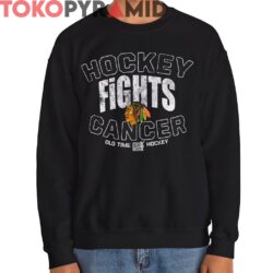 Vintage Old Time Hockey Chicago Blackhawks Hockey Fights Cancer T Shirt