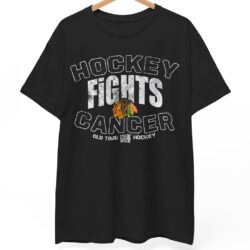 Vintage Old Time Hockey Chicago Blackhawks Hockey Fights Cancer T-Shirt