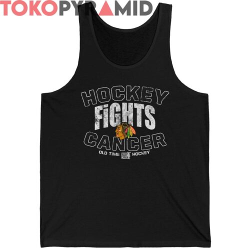 Vintage Old Time Hockey Chicago Blackhawks Hockey Fights Cancer T Shirt