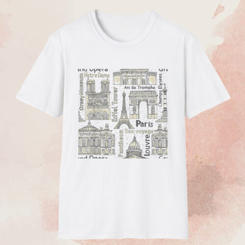 Vintage Paris Landmarks Shirt White T shirt