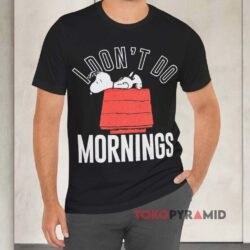 Vintage Peanuts Snoopy I Don't Do Mornings Black T shirt