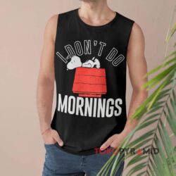 Vintage Peanuts Snoopy I Don't Do Mornings Black Tank Top