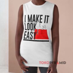 Vintage Peanuts Snoopy I Make It Look Easy White Tank Top