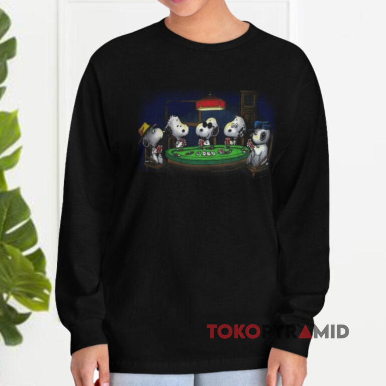 Snoopy Poker Game Black Long Sleeve