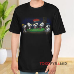 Vintage Peanuts Snoopy Playing Cards Poker Black T shirt
