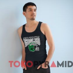 Vintage Philadelphia Eagles Helmet Nfl Football T shirt Black TankTop