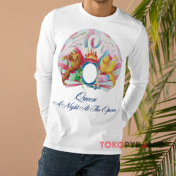 Vintage Queen A Night At The Opera Freddie Mercury Shirt 4 Vintage Queen A Night At The Opera Freddie Mercury White Long sleeved