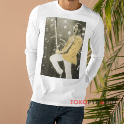 Vintage Queen Freddie Mercury Live Pose Shirt 4 Vintage Queen Freddie Mercury Live Pose White Long sleeved