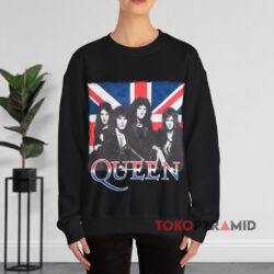 Vintage Queen Union Jack Shirt 3 Vintage Queen Union Jack Black Sweatshirt