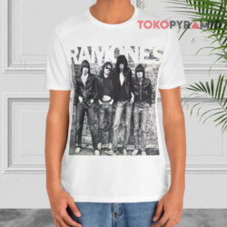 Vintage Ramones Wall Photo White T shirt