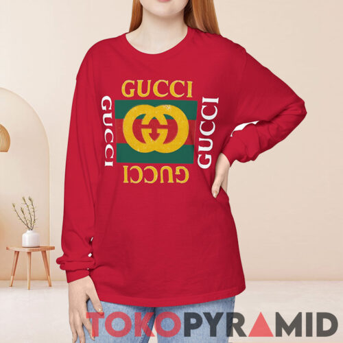 Vintage Rare Bootleg Gucci Logo Shirt Long Sleeve