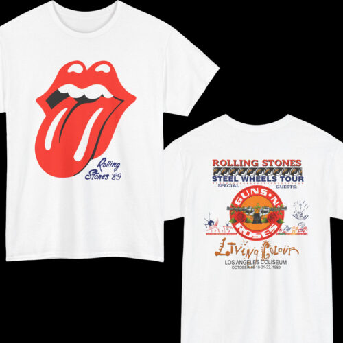 Vintage Rolling Stones Guns N Roses 1989 Tour Steel Wheels Tour Living Colour Shirt