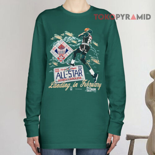 Vintage Salem 1991 Charlotte Nba All Star Weekend Michael Jordan Landing In February Long sleeved