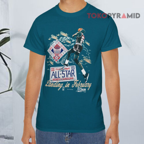 Vintage Salem 1991 Charlotte Nba All Star Weekend Michael Jordan Landing In February Shirt