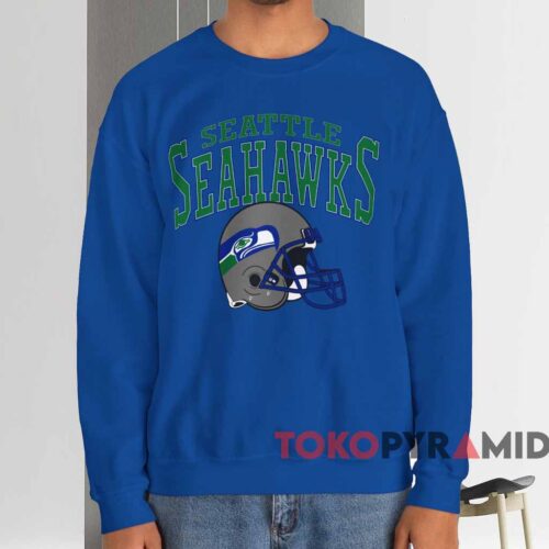 Vintage Seattle Seahawks Helmet Shirt Blue Sweatshirt