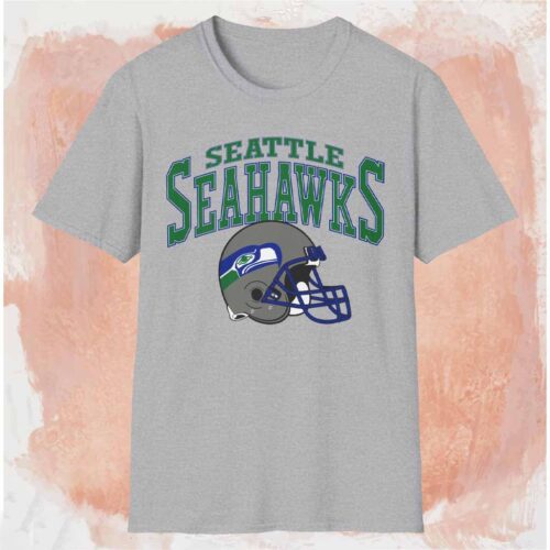 Vintage Seattle Seahawks Helmet Shirt Grey T shirt