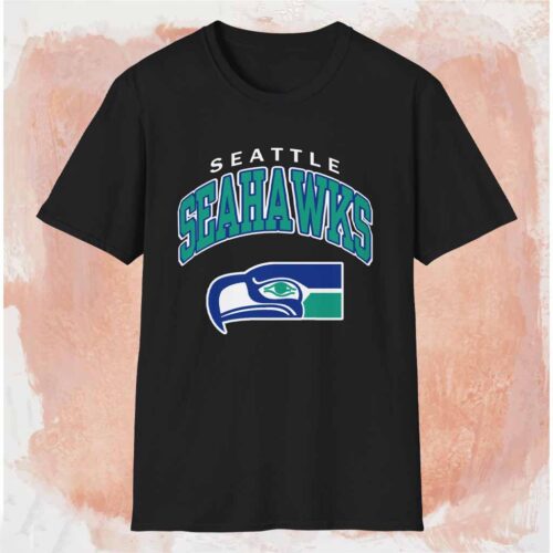 Vintage Seattle Seahawks Logo Shirt Black T shirt