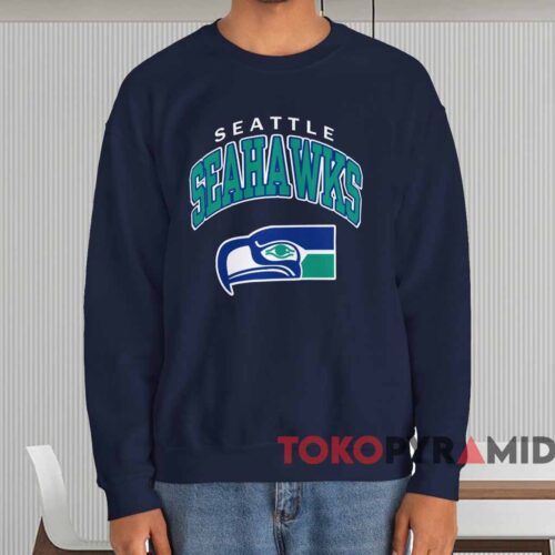 Vintage Seattle Seahawks Logo Shirt Navy Sweatshirt