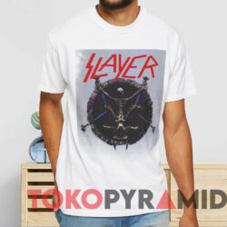 Vintage Slayer Skeleton Pentagram T shirt White T shirt
