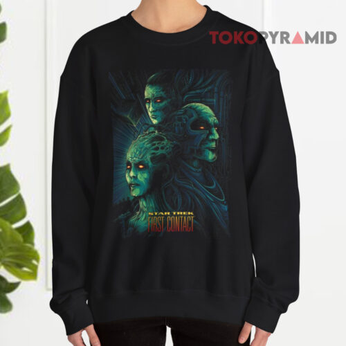 Vintage Star Trek First Contact 50th Anniversary Black Sweatshirt