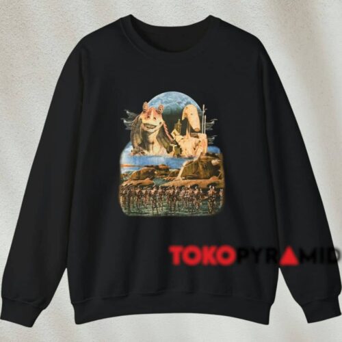 Vintage Star Wars Jar Jar Binks Shirt Black Sweatshirt