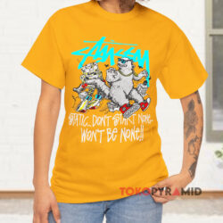 Vintage Stussy Godzilla Yellow T shirt