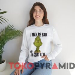 Vintage The Grinch Dr.Seuss I May Be Bad Christmas Sweatshirt White T shirt