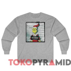 Vintage The Grinch Dr. Seuss Mugshot Christmas Unique Sweater 4 Vintage The Grinch Dr.Seuss Mugshot Christmas Unique Sweater SportGrey Long sleeved