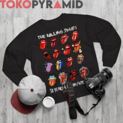 Vintage The Rolling Stones Logo 50th Anniversary 16 Small Mouth Tongue Logos Rare Black Long Sleeve