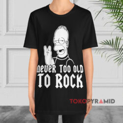 Vintage The Simpsons Homer Never Too Old To Rock Black T shirt
