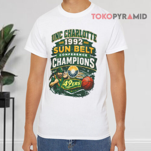 Vintage Unc Charlotte 1992 Sun Belt Shirt Conference Champions White T shirt