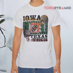 Vintage University Of Iowa Hawkeyes Vs Texas Tech Red Raiders 1996 Alamo Bowl College Football Grey T shirt