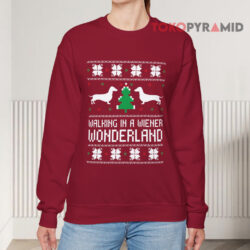 Walking In a Weiner Wonderland Christmas Sweatshirt 4 Walking In A Weiner Wonderland Christmas Red Sweatshirt