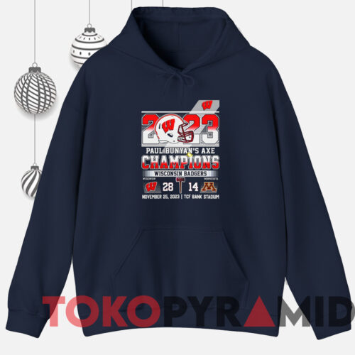 Wisconsin Badgers 2023 Paul Bunyan's Axe Champions T shirt Navy Hoodie Wisconsin Badgers 2023 Paul Bunyan's Axe Champions T shirt Navy Hoodie