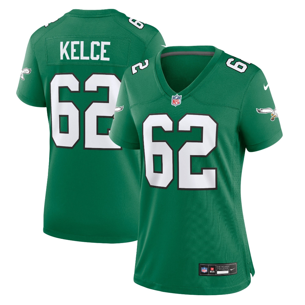 Women’s Philadelphia Eagles Jason Kelce Player Jersey Kelly Green 70572