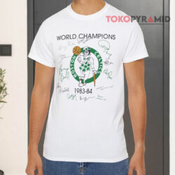 World Champions Boston Celtics Logo Signatures White T shirt