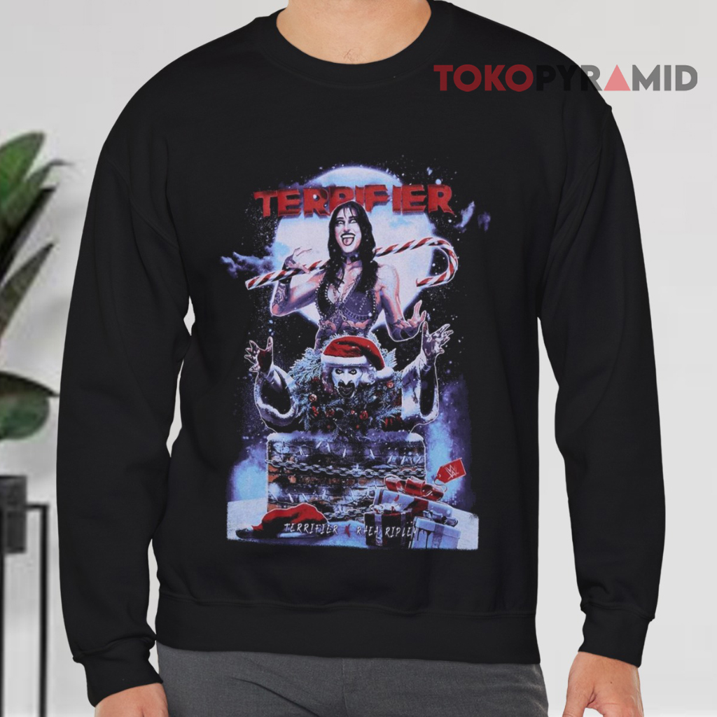 Wwe Rhea Ripley Terrifier Bloody Sweatshirt Front Wwe Rhea Ripley Terrifier Bloody Sweatshirt Front