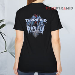 WWE Rhea Ripley Terrifier Bloody Shirt 2 Wwe Rhea Ripley Terrifier Bloody T shirt Back