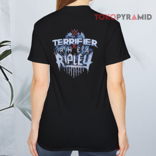 Wwe Rhea Ripley Terrifier Bloody T shirt Back Wwe Rhea Ripley Terrifier Bloody T shirt Back