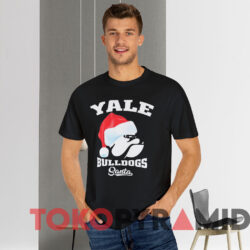 Yale Bulldogs Football Santa Hat Christmas T shirt Black T shirt
